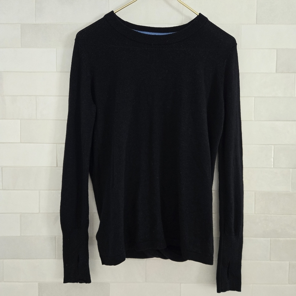 Lululemon Bring It Backbend Sweater Black Open Back Draped Cashmere Blend Tencel - Picture 5 of 12